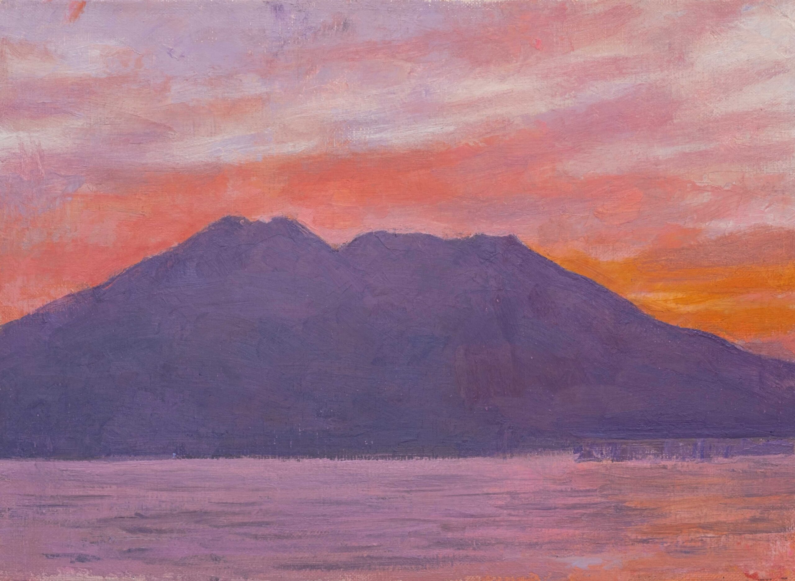 桜島 朝焼け - Painting Life 茂山寛 Official Site